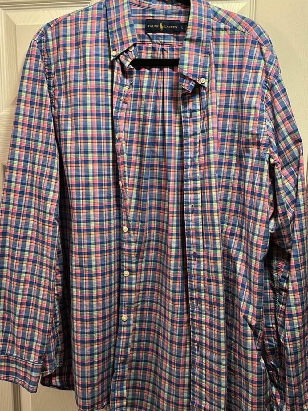 Ralph Lauren Men’s Plaid Button-Down Shirt - Blue, Pink & White